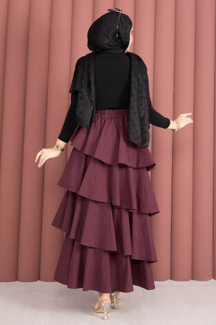 Kat Kat Volanlı Etek Bordo - Thumbnail