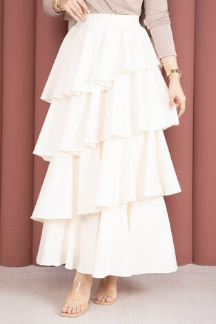 Kat Kat Volanlı Etek Ekru - Thumbnail