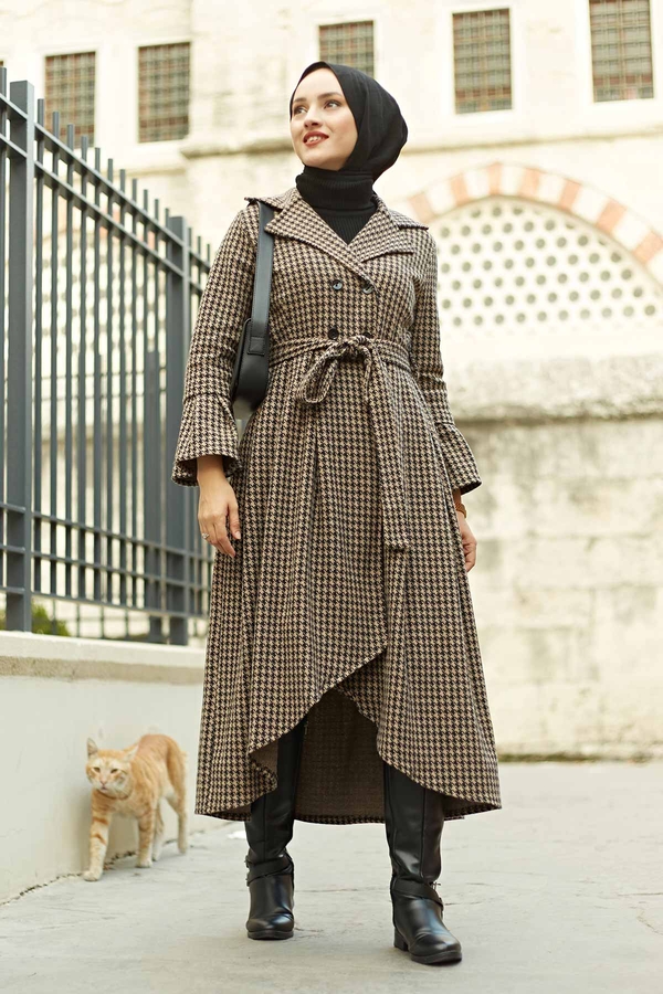  - Kazayağı Desenli Kap 7152-2 Kahve