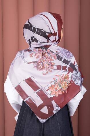 Kemer Desen Premium Şal Serisi Bordo - Thumbnail