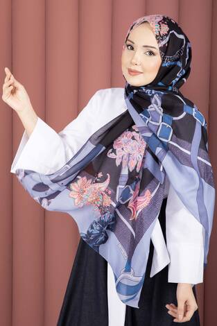 Kemer Desen Premium Şal Serisi İndigo - Thumbnail