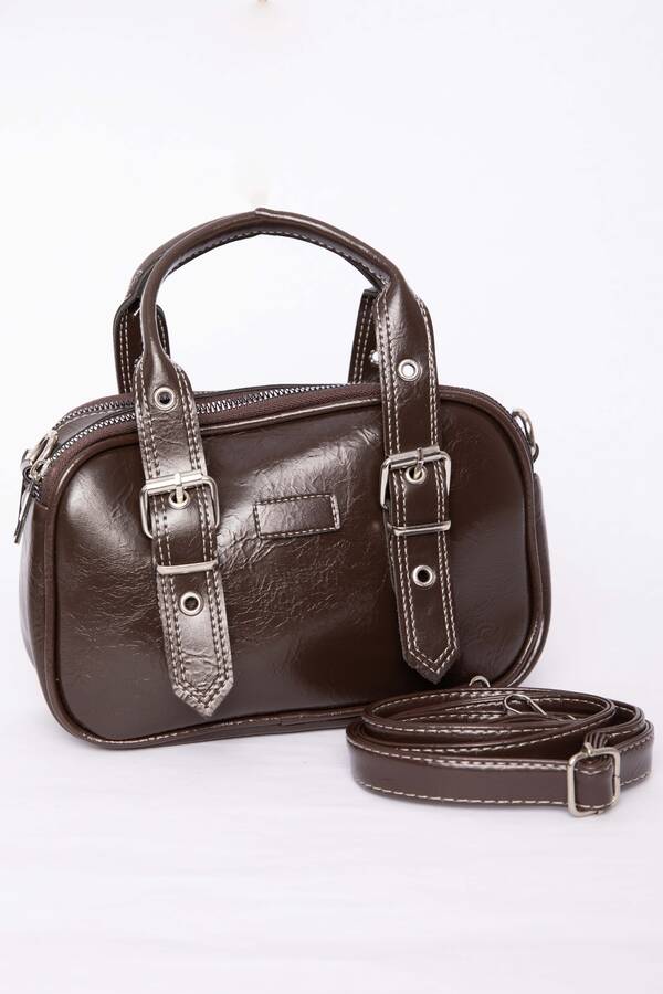 Dmç - Kemer Detaylı El & Omuz Çantası Kahve