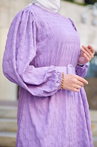 Kemerli Börümcük Tunik 350TH-4069 Lila - Thumbnail