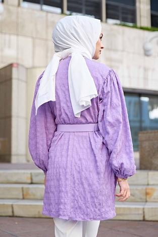 Kemerli Börümcük Tunik 350TH-4069 Lila - Thumbnail