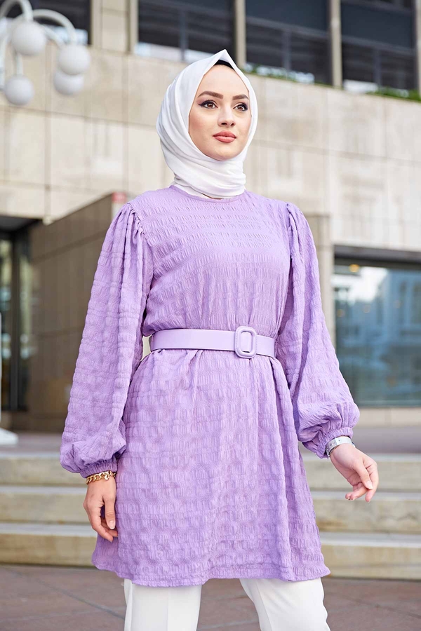 Th - Kemerli Börümcük Tunik 350TH-4069 Lila (1)