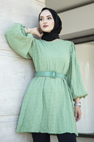 Kemerli Börümcük Tunik 350TH-4069 Mint - Thumbnail