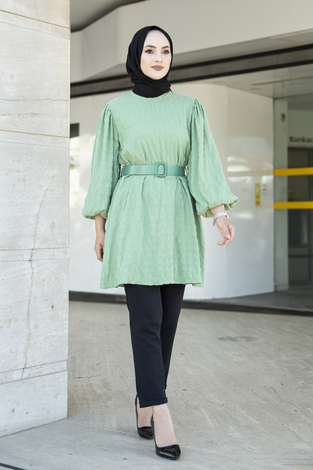 Kemerli Börümcük Tunik 350TH-4069 Mint - Thumbnail