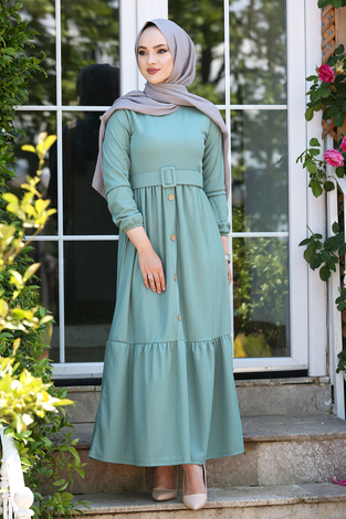 Kemerli Elbise 180SB-9023 Mint - Thumbnail