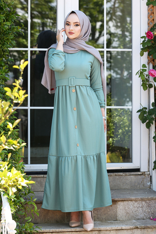 Kemerli Elbise 180SB-9023 Mint - Thumbnail