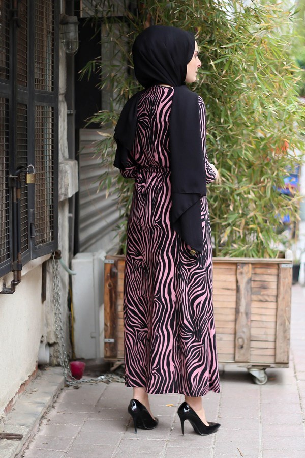 Zebra Desenli Elbise 8508-388