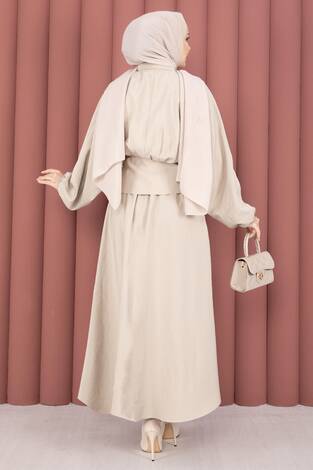 Kendinden Kuşaklı Toka Detaylı Etekli İkili Takım Taş - Thumbnail