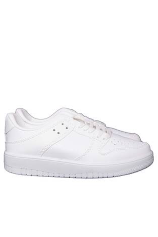 Klasik Bağcıklı Sneaker Spor Ayakkabı Beyaz - Thumbnail