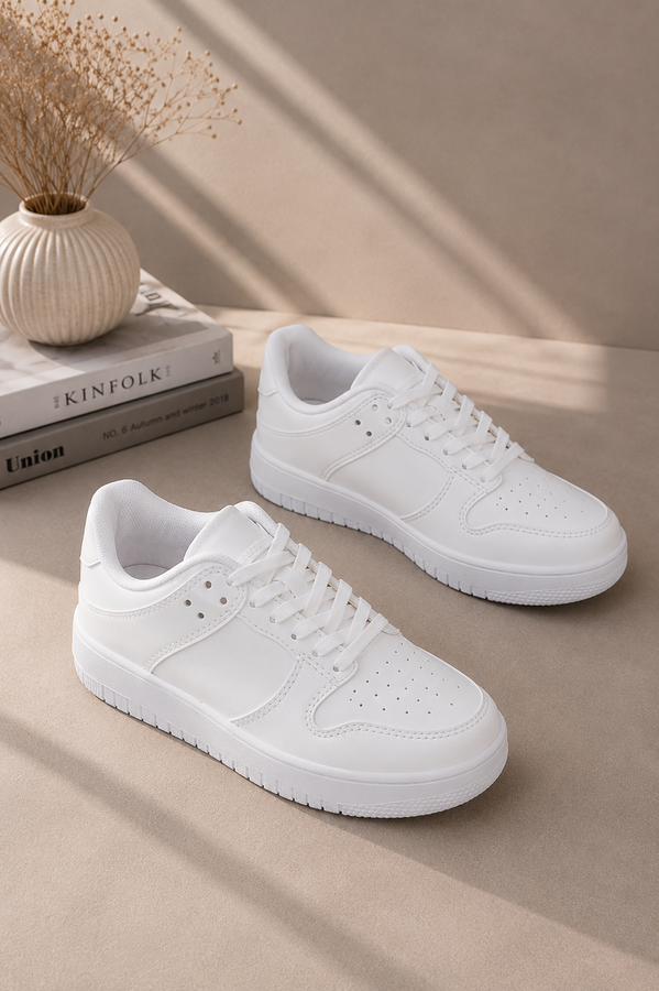 Srç - Klasik Bağcıklı Sneaker Spor Ayakkabı Beyaz (1)