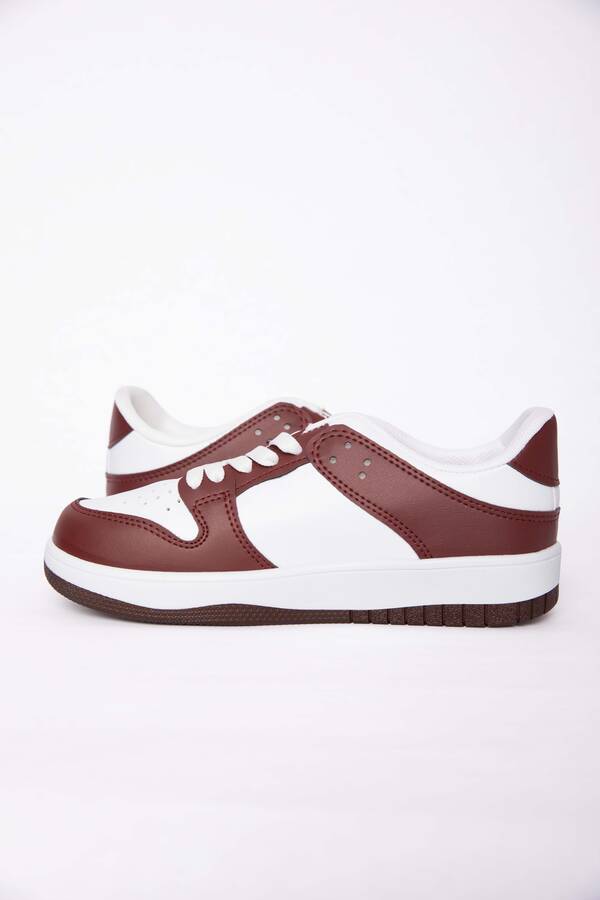 Klasik Bağcıklı Sneaker Spor Ayakkabı Bordo - 5