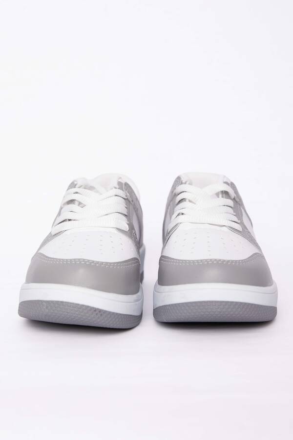 Klasik Bağcıklı Sneaker Spor Ayakkabı Gri - 5