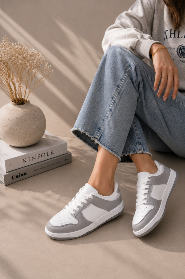 Srç - Klasik Bağcıklı Sneaker Spor Ayakkabı Gri