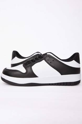 Klasik Bağcıklı Sneaker Spor Ayakkabı Siyah - Thumbnail