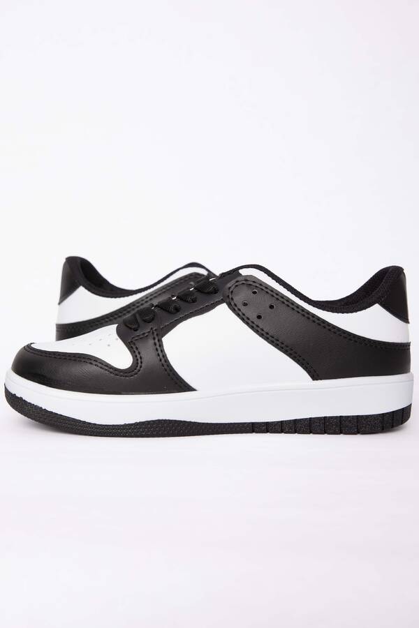 Klasik Bağcıklı Sneaker Spor Ayakkabı Siyah - 5
