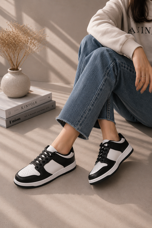Klasik Bağcıklı Sneaker Spor Ayakkabı Siyah