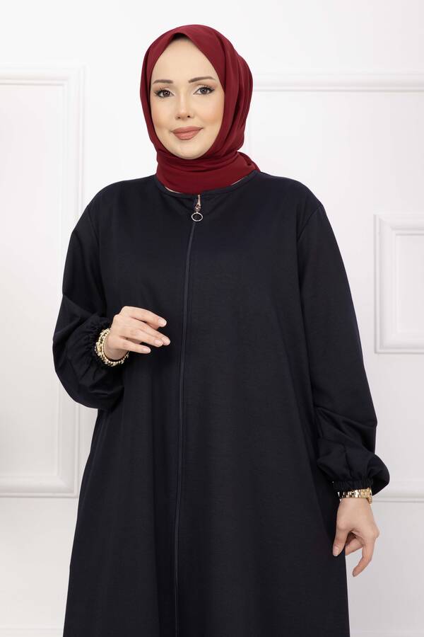 Tkm - Klasik Fermuarlı Ferace Lacivert (1)