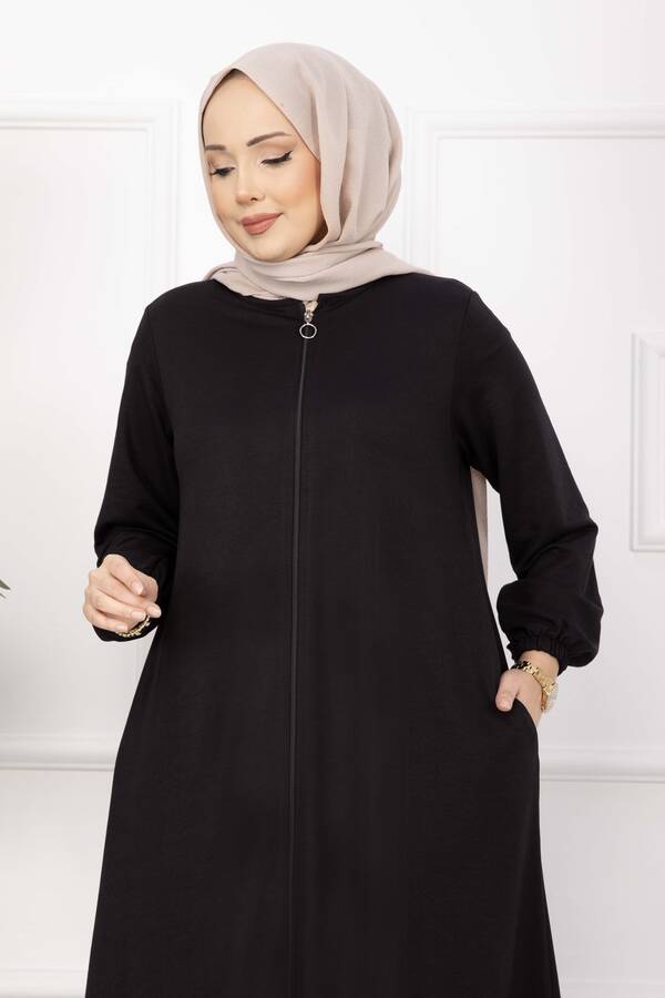 Tkm - Klasik Fermuarlı Ferace Siyah (1)