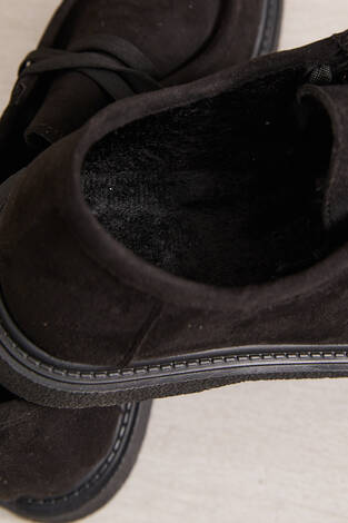 Klasik Mokasen Tarz Bağcıklı Ayakkabı Siyah - Thumbnail