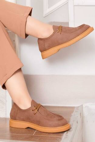 Klasik Mokasen Tarz Bağcıklı Ayakkabı Taba - Thumbnail