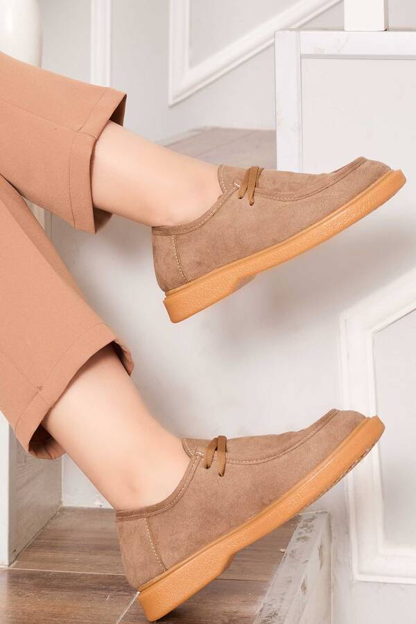 Srç - Klasik Mokasen Tarz Bağcıklı Ayakkabı Vizon Srç - Klasik Mokasen Tarz Bağcıklı Ayakkabı Vizon