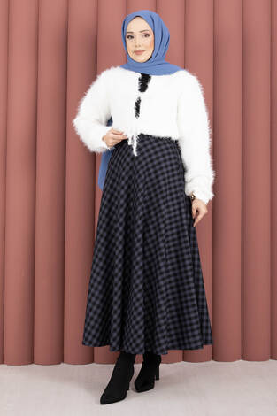 Klasik Pötikare Desen Etek İndigo - Thumbnail