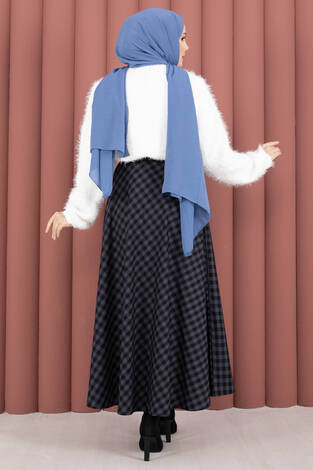 Klasik Pötikare Desen Etek İndigo - Thumbnail