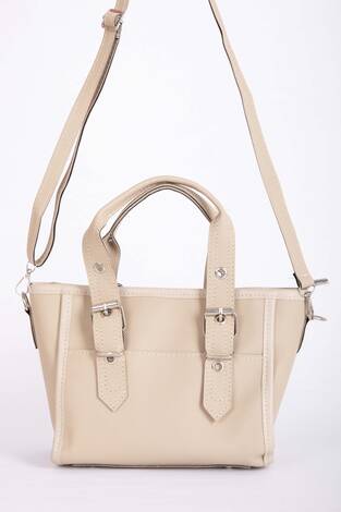 Klasik Tokalı El & Omuz Çantası Bej - Thumbnail