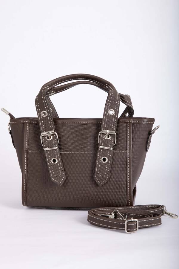 Dmç - Klasik Tokalı El & Omuz Çantası Kahve