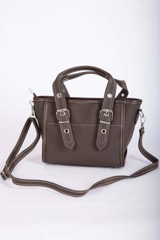 Klasik Tokalı El & Omuz Çantası Kahve - Thumbnail