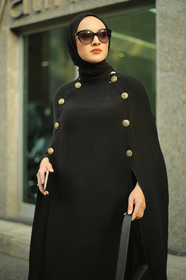 Knitwear Poncho with buttons detail 1249-1 Black 