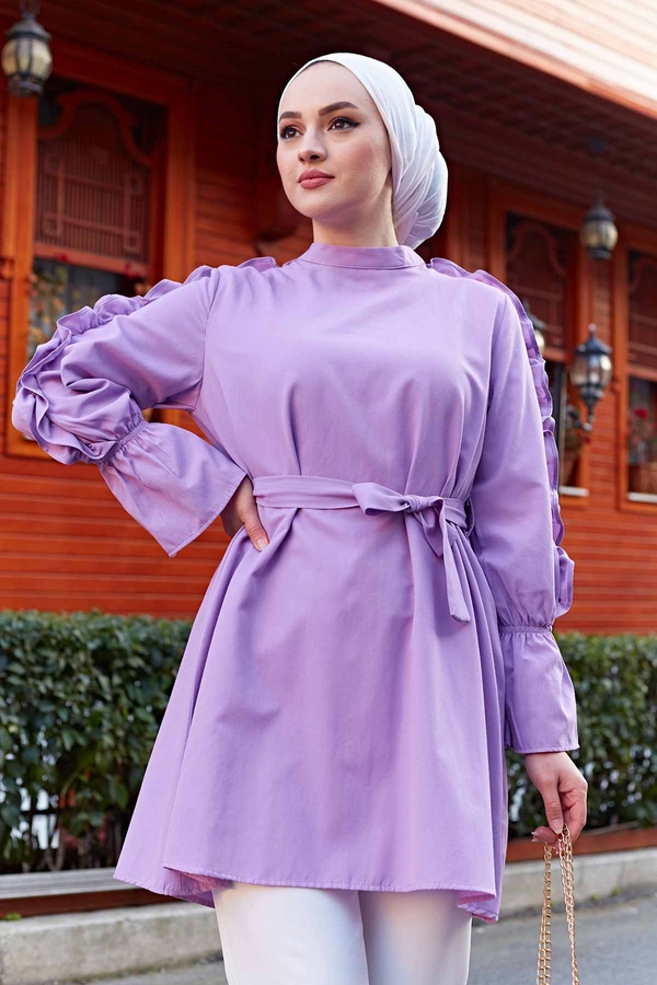 Th - Koldan Fırfırlı Poplin Tunik 350TH-4059 Lila (1)