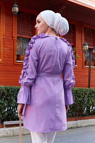 Koldan Fırfırlı Poplin Tunik 350TH-4059 Lila - Thumbnail