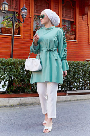Koldan Fırfırlı Poplin Tunik 350TH-4059 Mint - Thumbnail