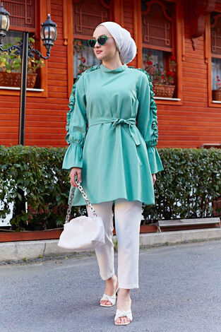 Koldan Fırfırlı Poplin Tunik 350TH-4059 Mint - Thumbnail