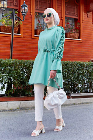 Koldan Fırfırlı Poplin Tunik 350TH-4059 Mint - Thumbnail