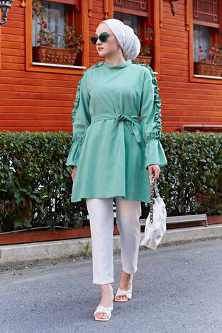 Koldan Fırfırlı Poplin Tunik 350TH-4059 Mint - Thumbnail