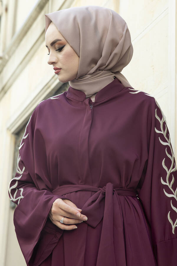 ASH - Kolları Nakışlı Abaya Ferace 170ASH-11411 -4 (1)