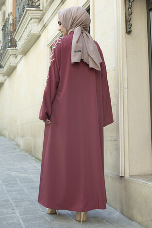 Kolları Nakışlı Abaya Ferace 170ASH-11411 -6 - Thumbnail