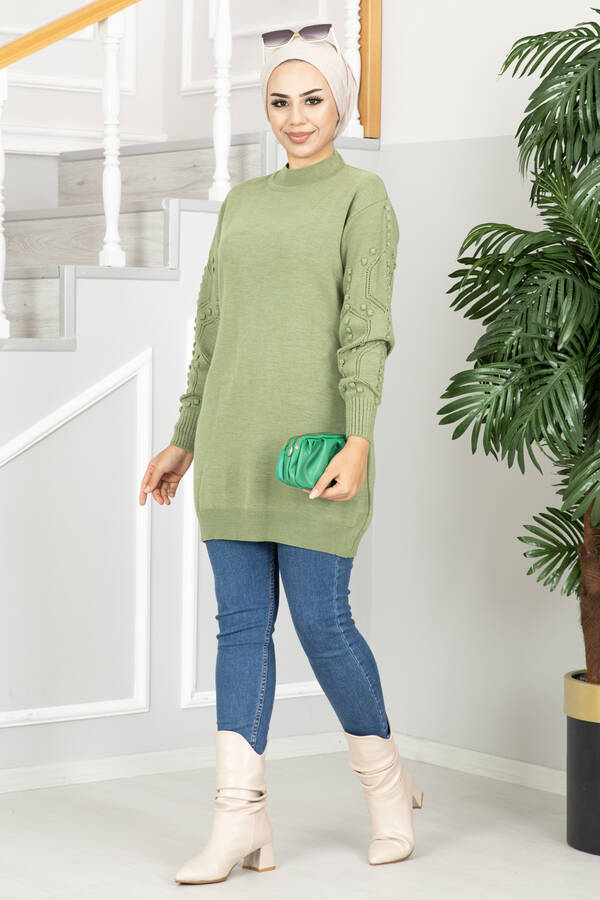 Mi̇s - Kolları Pıtpıtlı Tesettür Tunik Mint