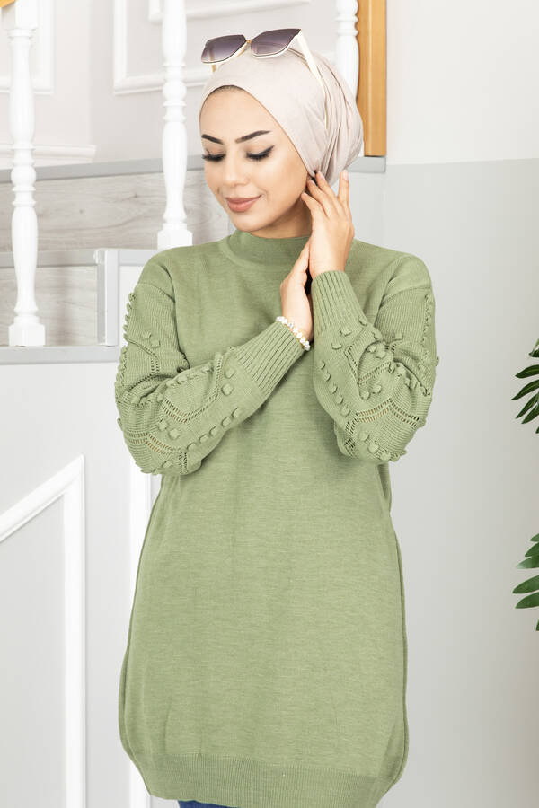 Mi̇s - Kolları Pıtpıtlı Tesettür Tunik Mint (1)
