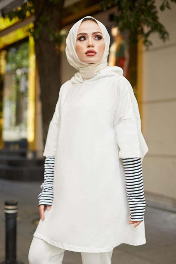  - Kolu Garnili Sweat 8212-2 Beyaz (1)