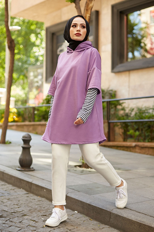 Kolu Garnili Sweat 8212-4 Lila - Thumbnail