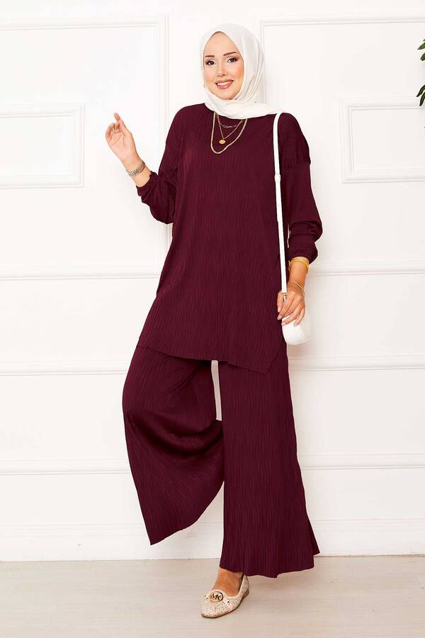 Kraş Desen Sandy İkili Takım Bordo Kraş Desen Sandy İkili Takım Bordo