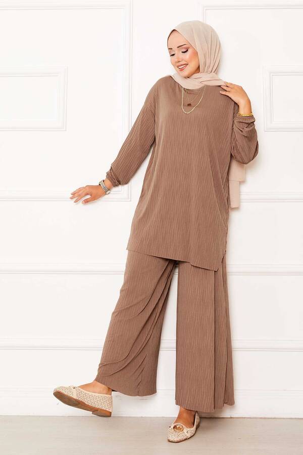 Kraş Desen Sandy İkili Takım Camel Kraş Desen Sandy İkili Takım Camel