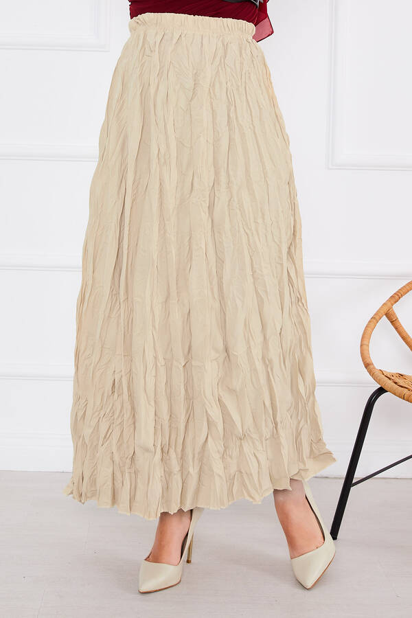 Zmr - Kraş Tesettür Etek Bej (1)