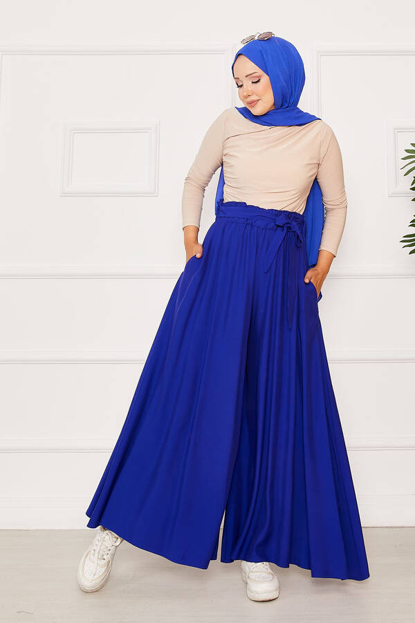 Kuşak Detaylı Etek Pantolon Saks Kuşak Detaylı Etek Pantolon Saks
